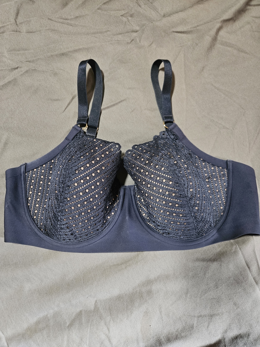 ThirdLove Eyelet Lace Balconette Bra In Navy/nude
